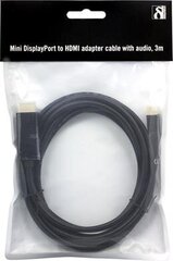 Deltaco DP-HDMI304, Mini DisplayPort, HDMI, 3m цена и информация | Кабели и провода | pigu.lt