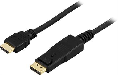 Kabelis DELTACO DisplayPort to HDMI, Ultra HD in 30Hz, 5m, juodas / DP-3050 kaina ir informacija | Kabeliai ir laidai | pigu.lt