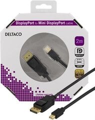 Deltaco, DP/Mini DP, 2 м цена и информация | Кабели и провода | pigu.lt