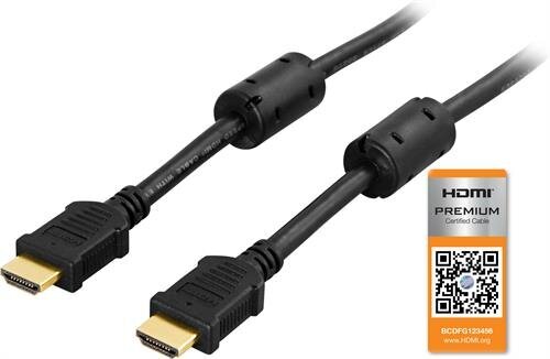 Deltaco HDMI-1005, HDMI, 0.5 m kaina ir informacija | Kabeliai ir laidai | pigu.lt
