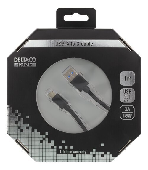 Deltaco USBC-1284, USB A, USB C, 1m цена и информация | Laidai telefonams | pigu.lt