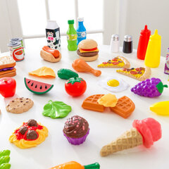 Kidkraft Play Food, комплект продуктов- 65 шт для игровой кухни цена и информация | Игрушки для девочек | pigu.lt