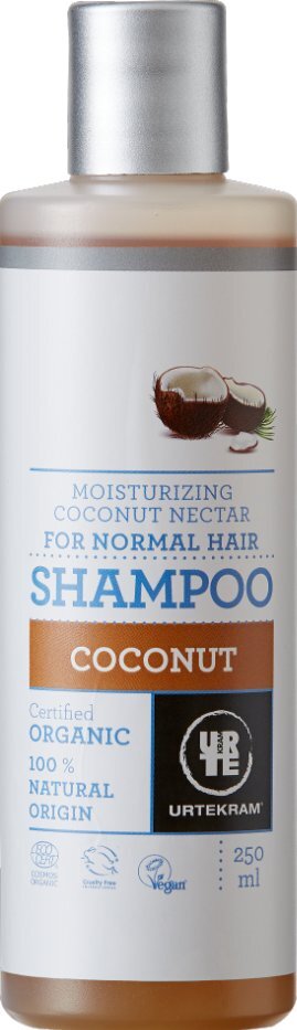 Kokoso kvapo šampūnas normaliems plaukams Urtekram Coconut 250 ml kaina ir informacija | Šampūnai | pigu.lt