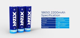 Xtar 2200mAh 3.7 V elementas kaina ir informacija | Elementai | pigu.lt