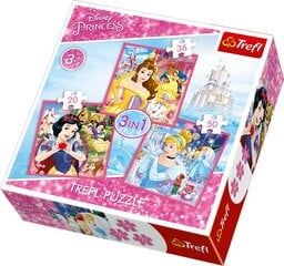 Dėlionių rinkinys Trefl 3 in 1 Disney Princess, 20+36+50 d. kaina ir informacija | Dėlionės (puzzle) | pigu.lt