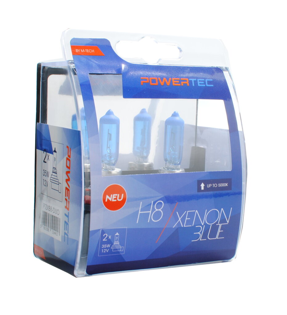 Automobilinės lemputės M-Tech Powertec XenonBlue H8 12V, 2 vnt. kaina ir informacija | Automobilių lemputės | pigu.lt