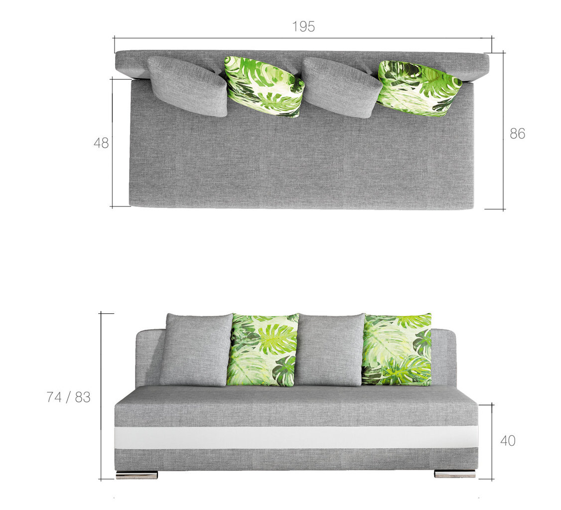 Sofa NORE Calia, pilka/juoda цена и информация | Sofos | pigu.lt
