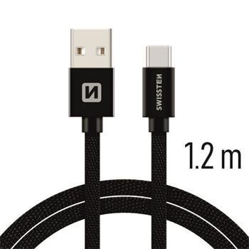 Universalus kabelis Swissten Textile USB-C 3.1, 1.2 m, juodos spalvos kaina ir informacija | Laidai telefonams | pigu.lt