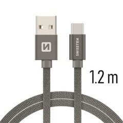 Universalus kabelis Swissten Textile USB-C 3.1, 1.2 m, pilkos spalvos kaina ir informacija | Laidai telefonams | pigu.lt