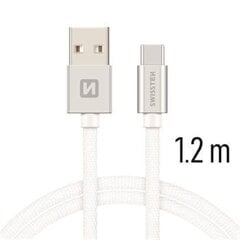 Universalus kabelis Swissten Textile USB-C 3.1, 1.2 m, sidabrinės spalvos kaina ir informacija | Laidai telefonams | pigu.lt