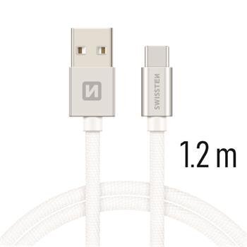 Universalus kabelis Swissten Textile USB-C 3.1, 1.2 m, sidabrinės spalvos цена и информация | Laidai telefonams | pigu.lt