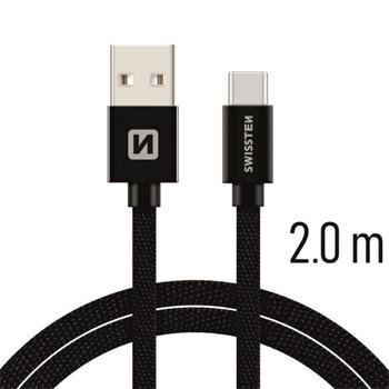 Universalus kabelis Swissten Textile USB-C 3.1, 2.0 m, juodos spalvos цена и информация | Laidai telefonams | pigu.lt