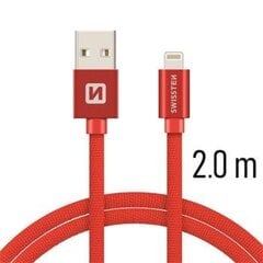 USB-кабель Swissten Textile 3A Lightning, 2,0 м, красный цена и информация | Кабели и провода | pigu.lt