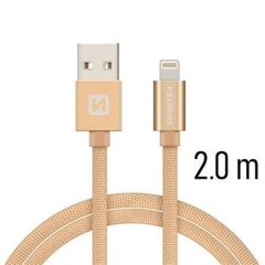 USB-кабель Swissten Textile 3A Lightning, 2,0 м, золотой цвет цена и информация | Кабели и провода | pigu.lt