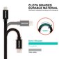 USB Kabelis Swissten Textile 3A Lightning, 2.0 m, juodos spalvos kaina ir informacija | Kabeliai ir laidai | pigu.lt