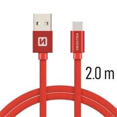 Swissten Textile Универсальный Quick Charge 3.1 USB-C USB Кабель данных 2м Kрасный цена и информация | Кабели для телефонов | pigu.lt