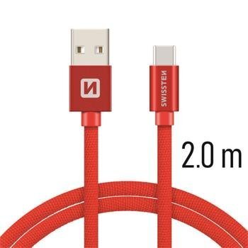 Universalus kabelis Swissten Textile USB-C 3.1, 2.0 m, raudonos spalvos цена и информация | Laidai telefonams | pigu.lt