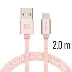 Universalus kabelis Swissten Textile USB-C 3.1, 2.0 m, rausvai auksinės spalvos kaina ir informacija | Laidai telefonams | pigu.lt