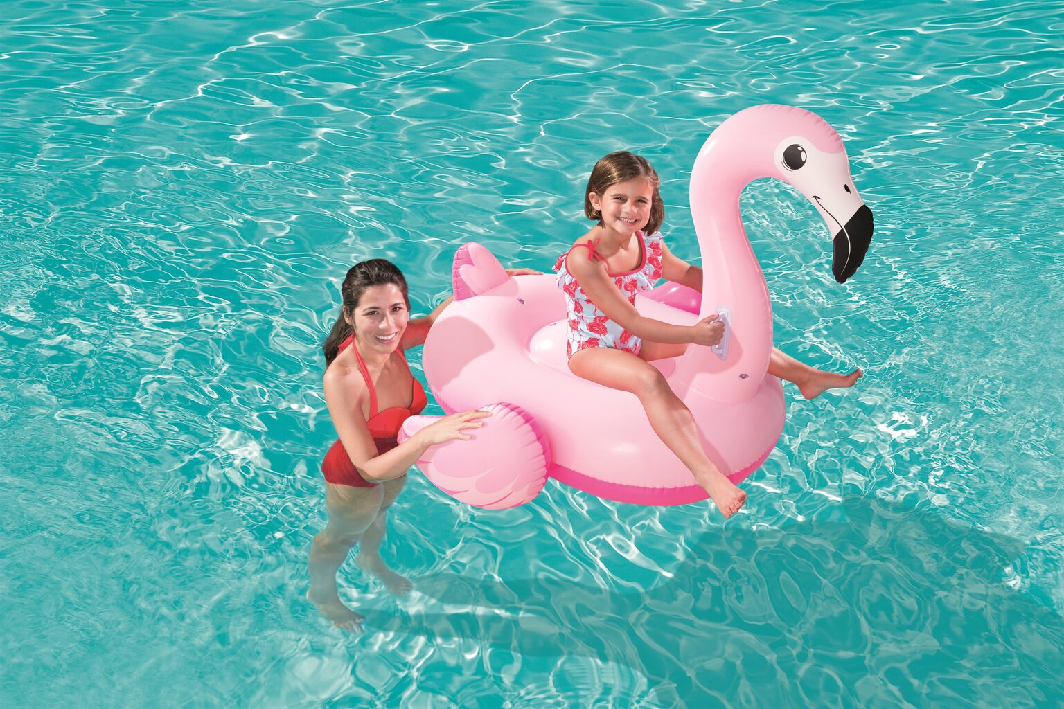 Pripučiamas žaislas-plaustas Bestway Pink Flamingo, 145x121 cm kaina ir informacija | Pripučiamos ir paplūdimio prekės | pigu.lt