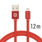 USB Kabelis Swissten Textile 3A Lighthing, 1.2 m, raudonos spalvos цена и информация | Kabeliai ir laidai | pigu.lt