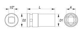 Smūginė galvutė Yato 1/2', 19 mm kaina ir informacija | Mechaniniai įrankiai | pigu.lt