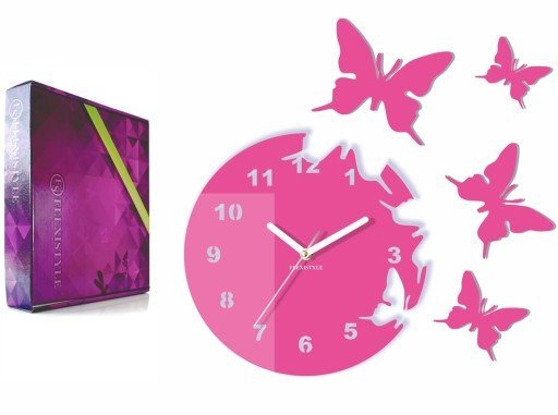 Sieninis laikrodis Skrajojantys drugeliai. Apvalus su skaičiais цена и информация | Laikrodžiai | pigu.lt