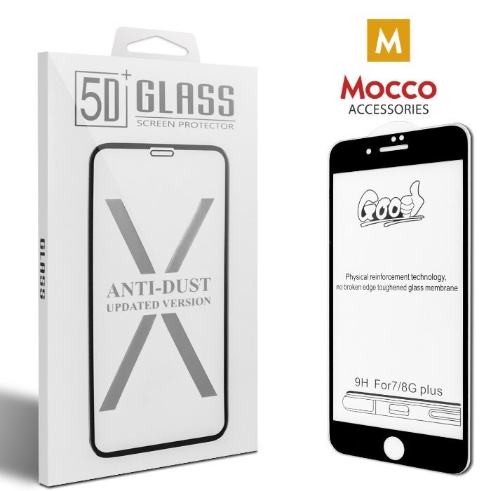 Grūdinto stiklo ekrano apsauga Mocco PRO+ Full Glue 5D Tempered Glass, skirta Apple iPhone 7 / 8 telefonams, skaidri/juoda kaina ir informacija | Apsauginės plėvelės telefonams | pigu.lt