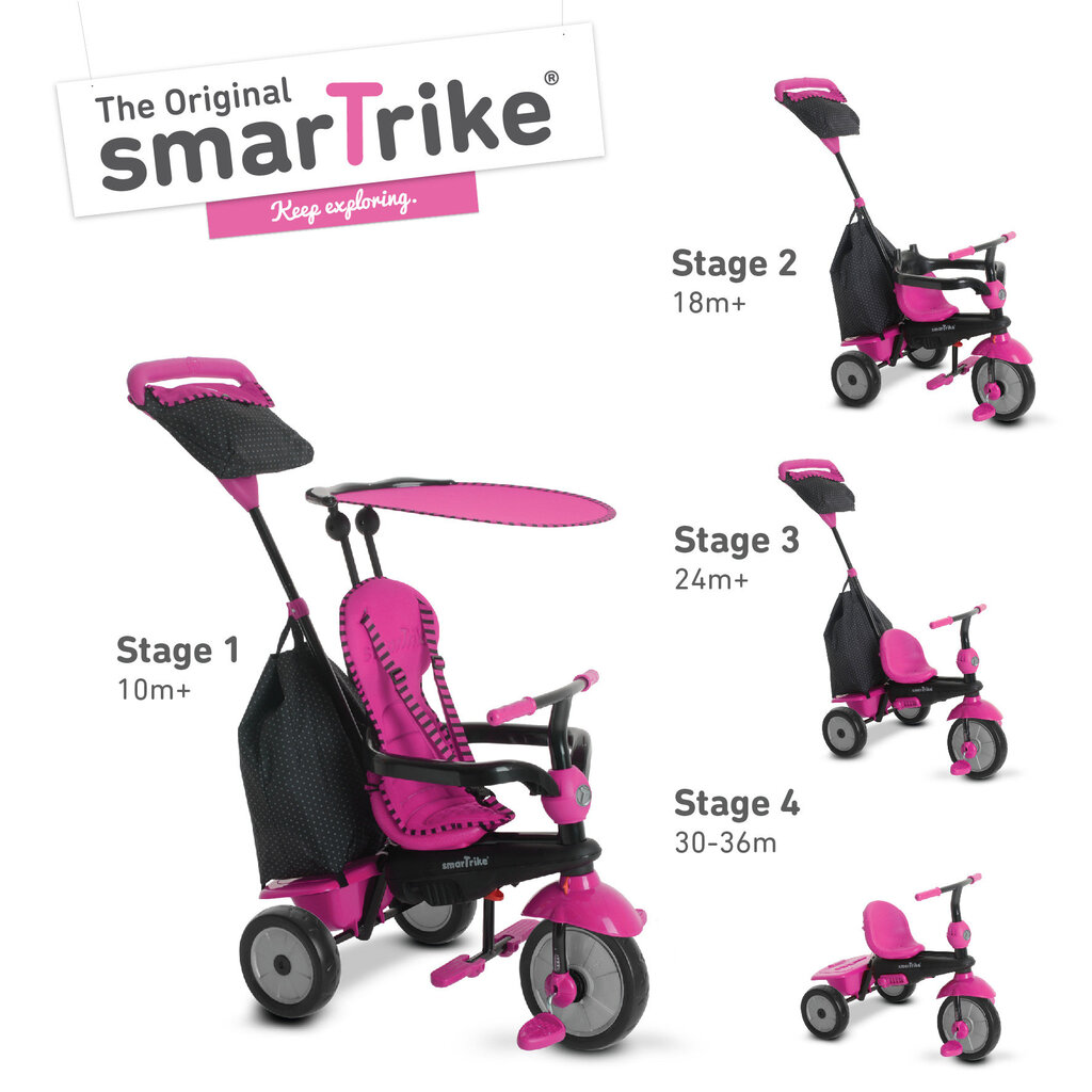 Triratukas Smart Trike, rožinis kaina ir informacija | Triratukai | pigu.lt