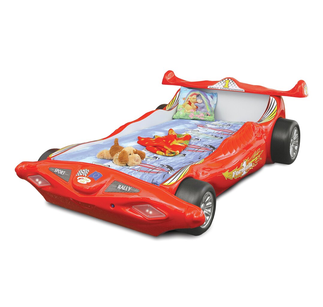 Lova su čiužiniu Formula 1, 90x200 cm, raudona kaina ir informacija | Vaikiškos lovos | pigu.lt