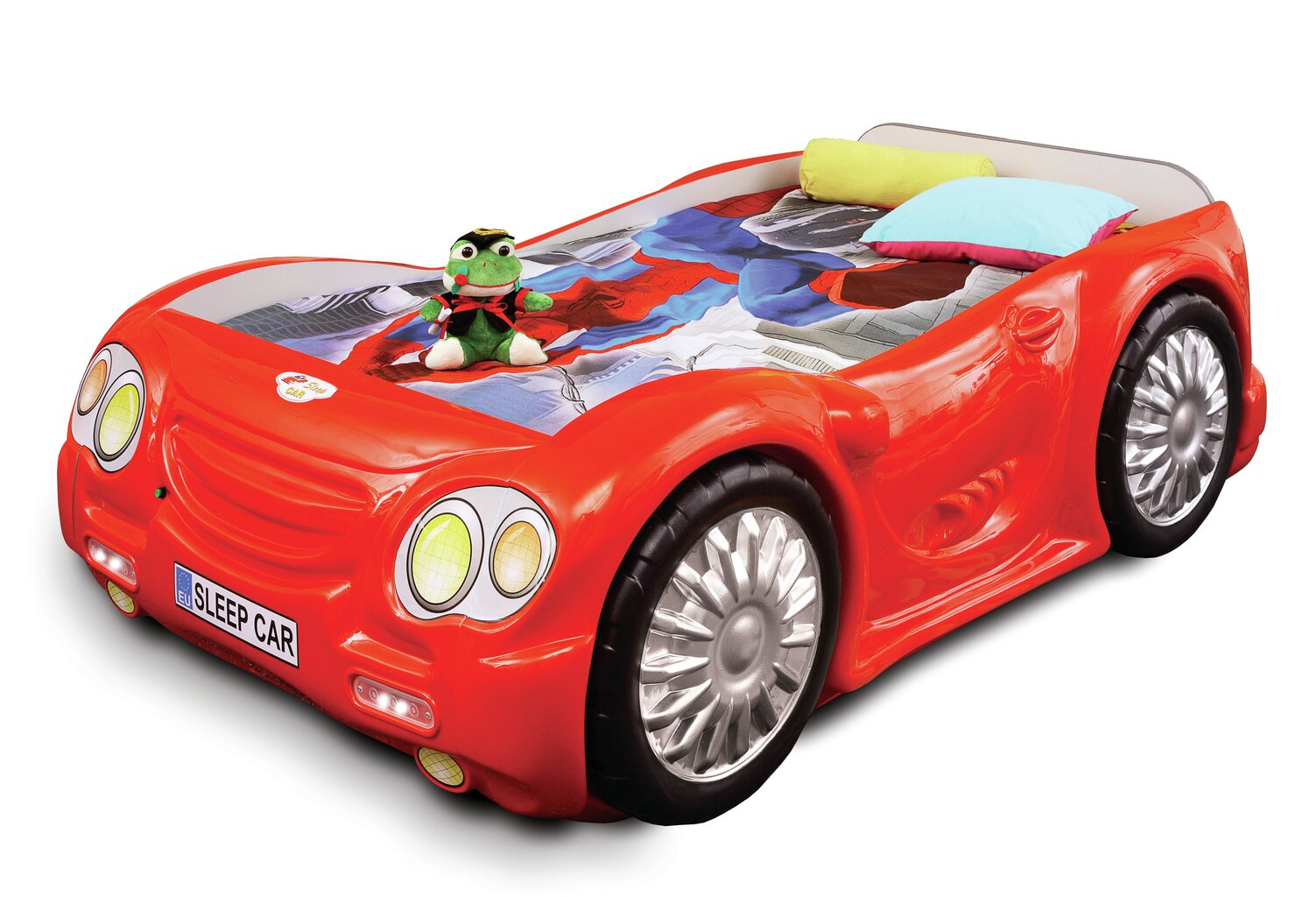 Lova su čiužiniu Sleep Car, 90x180 cm, raudona kaina ir informacija | Vaikiškos lovos | pigu.lt
