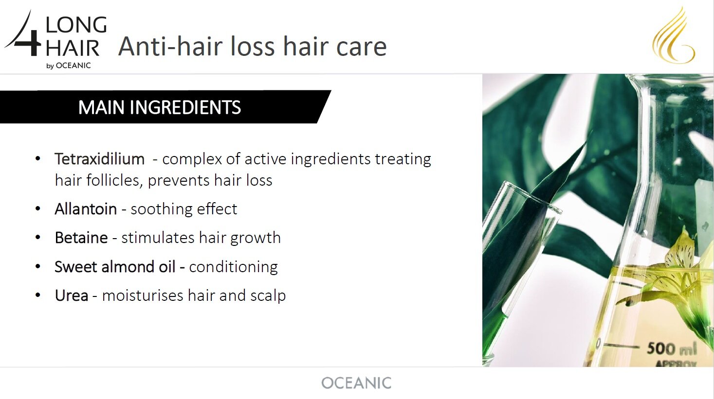 Plaukų kondicionierius nuo plaukų slinkimo OCEANIC long 4 lashes 200 m kaina ir informacija | Balzamai, kondicionieriai | pigu.lt