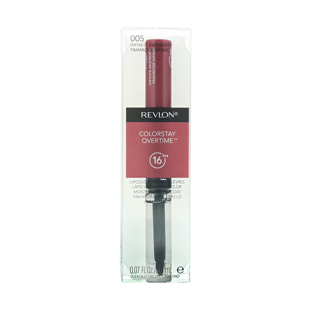 Skysti lūpų dažai Revlon ColorStay Over Time + fiksavimo priemonė 005 Infinite Raspberry 2+2 ml kaina ir informacija | Lūpų dažai, blizgiai, balzamai, vazelinai | pigu.lt