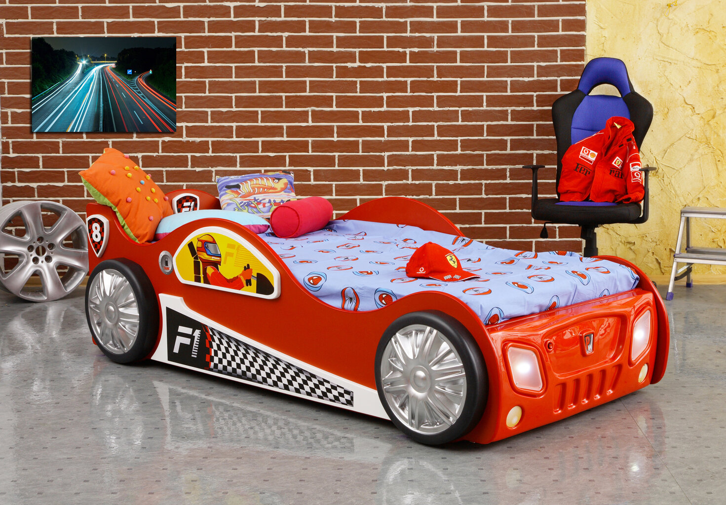 Lova su čiužiniu Monza, 90x190 cm, raudona kaina ir informacija | Vaikiškos lovos | pigu.lt