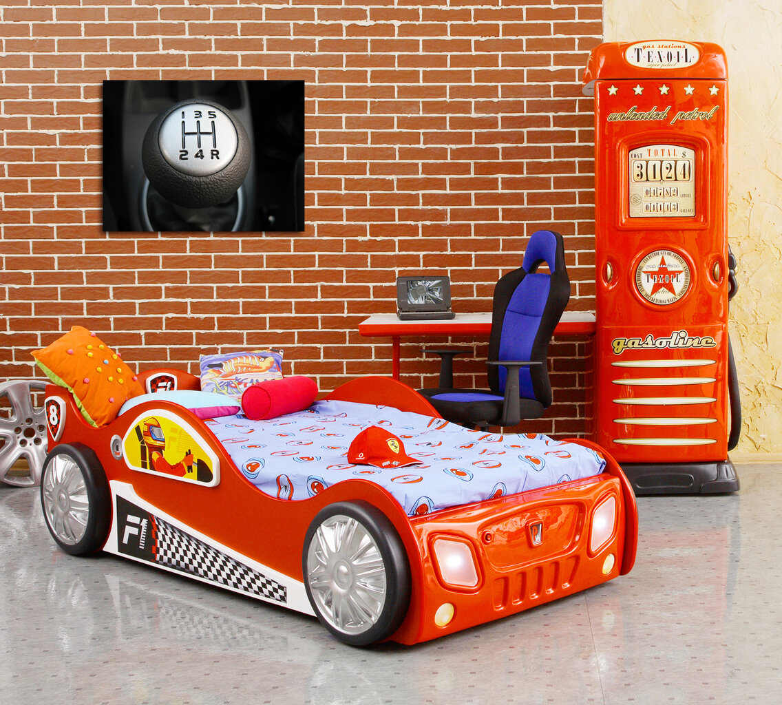 Lova su čiužiniu Monza, 90x190 cm, raudona kaina ir informacija | Vaikiškos lovos | pigu.lt