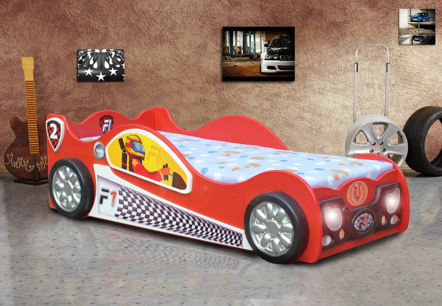 Lova su čiužiniu Monza Mini, 80x160 cm, raudona цена и информация | Vaikiškos lovos | pigu.lt