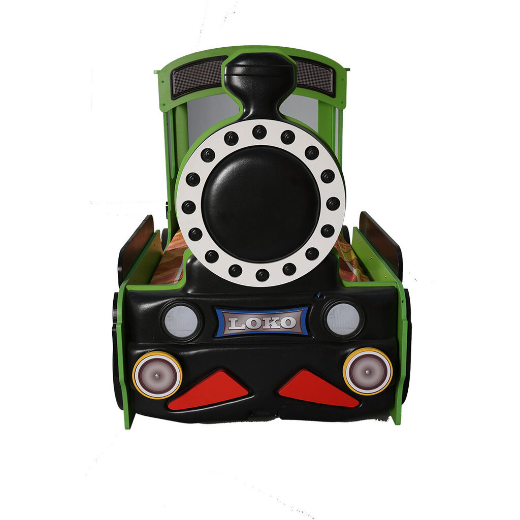 Lova su čiužiniu Lokomotive, 90x190 cm, žalia kaina ir informacija | Vaikiškos lovos | pigu.lt