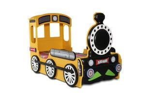 Lova su čiužiniu Lokomotive, 90x190 cm, geltona kaina ir informacija | Vaikiškos lovos | pigu.lt