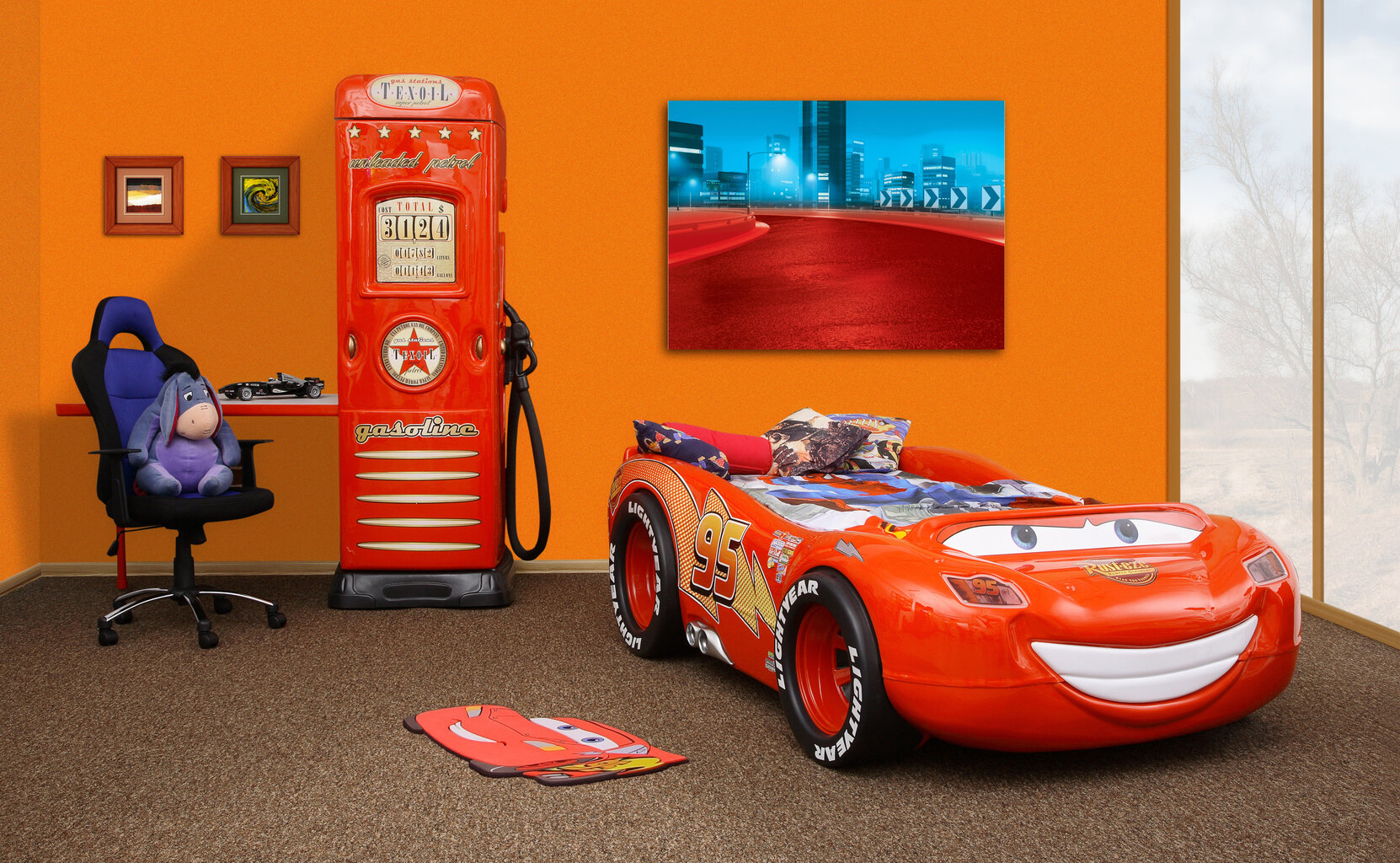 Lova su čiužiniu McQueen ABS, 90x180 cm, raudona kaina ir informacija | Vaikiškos lovos | pigu.lt