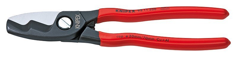 Kabelių žirklės -20 mm 200 mm, Knipex kaina ir informacija | Mechaniniai įrankiai | pigu.lt