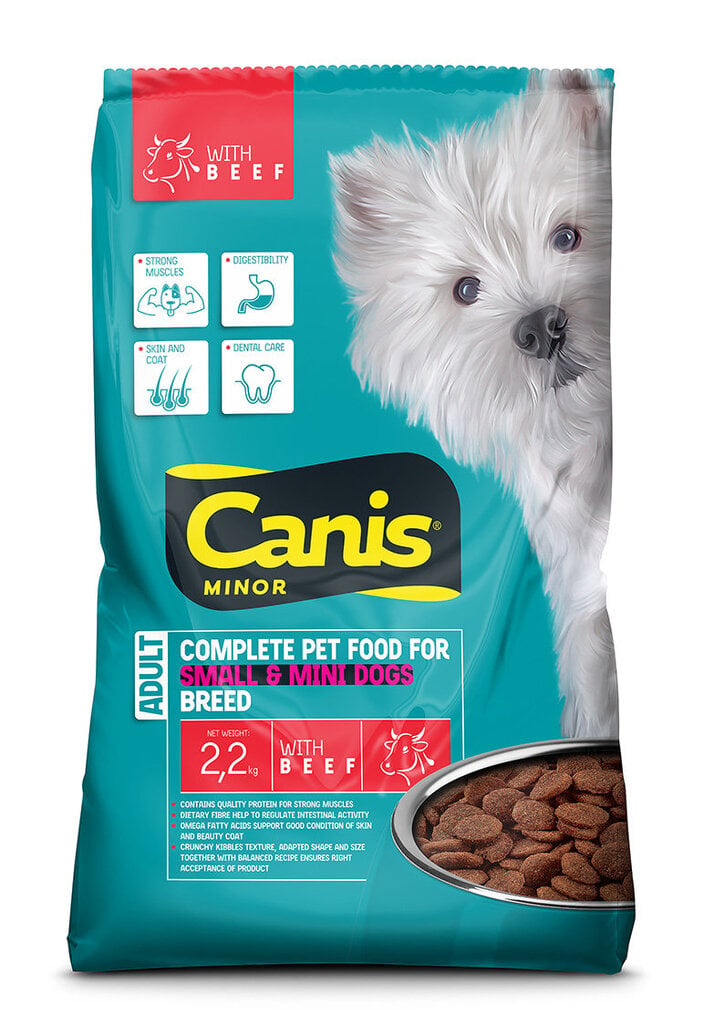 Canis Minor sausas pašaras mažų veislių suaugusiems šunims su jautiena, 2,2 kg kaina ir informacija | Sausas maistas šunims | pigu.lt