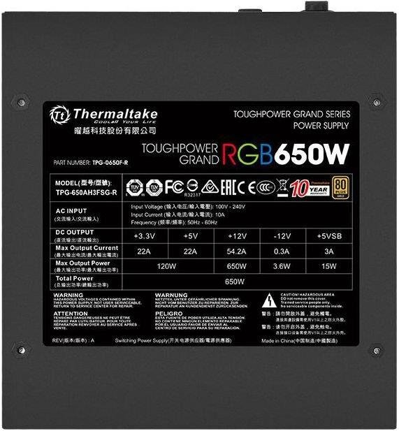 Thermaltake Toughpower Grand RGB 650W kaina ir informacija | Maitinimo šaltiniai (PSU) | pigu.lt