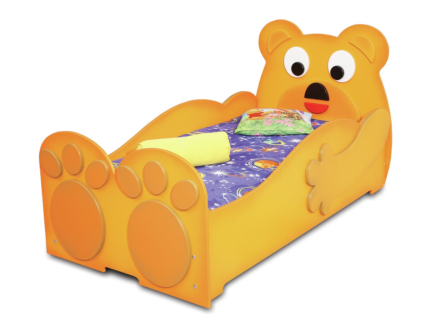 Lova su čiužiniu Teddy Bear Big, 90x200 cm, oranžinė kaina ir informacija | Vaikiškos lovos | pigu.lt