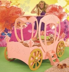 Lova su čiužiniu Princess Carriage, 90x180 cm, rožinė kaina ir informacija | Vaikiškos lovos | pigu.lt