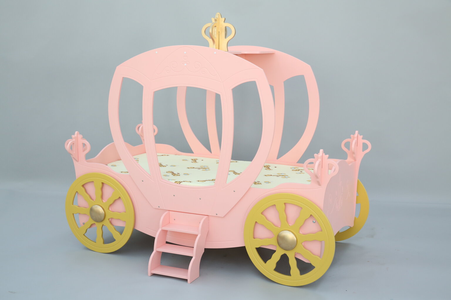 Lova su čiužiniu Princess Carriage, 90x180 cm, rožinė kaina ir informacija | Vaikiškos lovos | pigu.lt