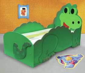 Кровать с матрасом Dino Big, зеленая цена и информация | Детские кровати | pigu.lt