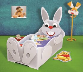 Lova su čiužiniu Rabbit Big, 90x200 cm, pilka kaina ir informacija | Vaikiškos lovos | pigu.lt