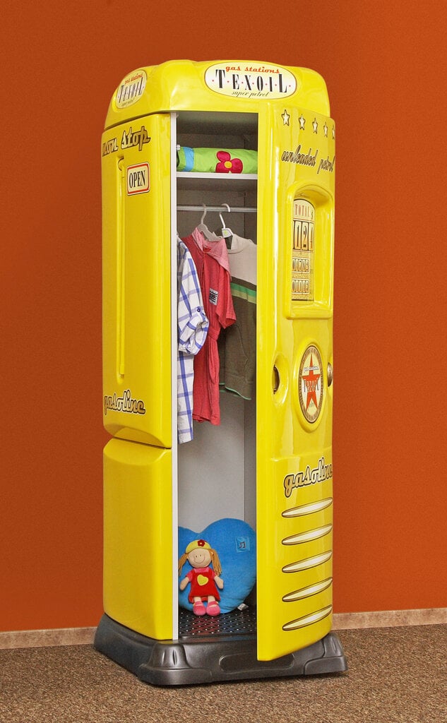 Vaikiška spinta su rašomuoju stalu Wardrobe, geltona kaina ir informacija | Vaikiškos spintos | pigu.lt