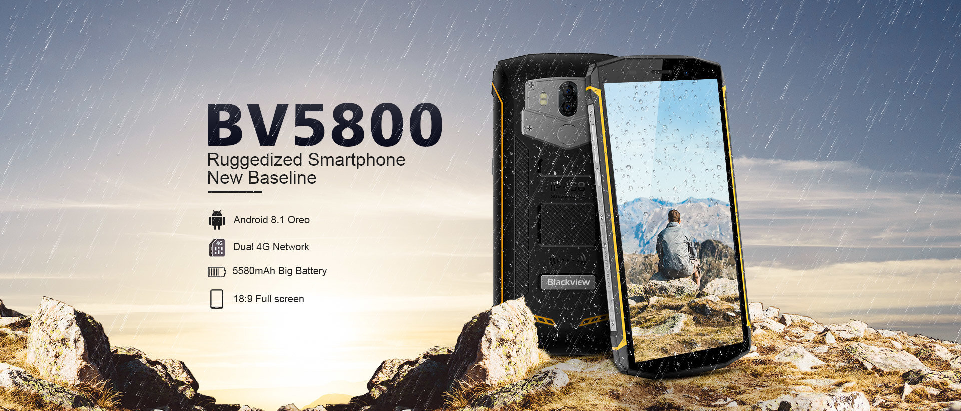 Blackview BV5800, 16 GB, Yellow kaina ir informacija | Mobilieji telefonai | pigu.lt