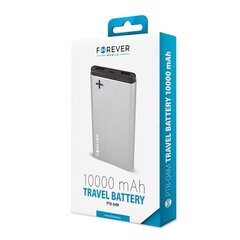 Nešiojama išorinė baterija Forever PTB-04M, 10000 mAh, skirta įrenginiams LED / USB 2A, sidabrinės spalvos kaina ir informacija | Atsarginiai maitinimo šaltiniai (power bank) | pigu.lt