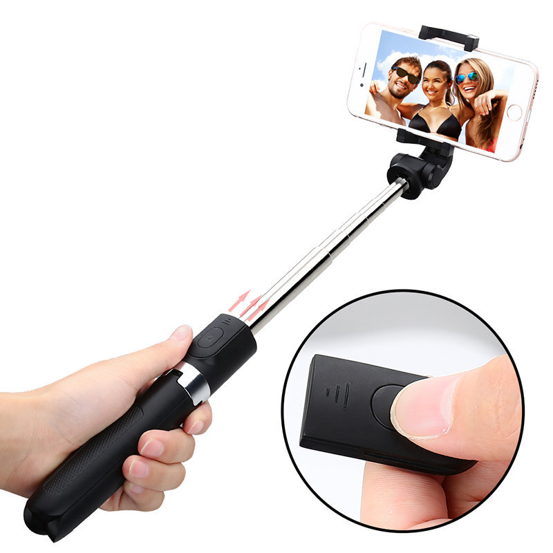 Asmenukių lazda - trikojis su Bluetooth valdymo pulteliu LKS-02 Juoda kaina ir informacija | Asmenukių lazdos (selfie sticks) | pigu.lt